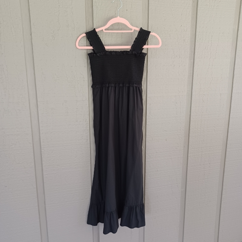 Rails Rumi Midi Dress Size XS Women Smocked Bodice Square Neck Sleeveless Black - Picture 5 of 12